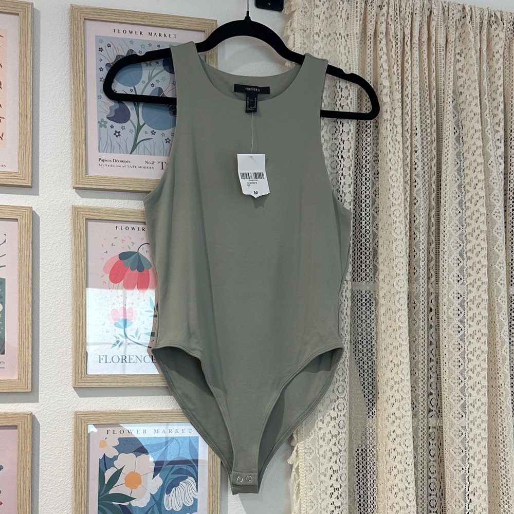 Forever 21 Sage Green Sleeveless Bodysuit